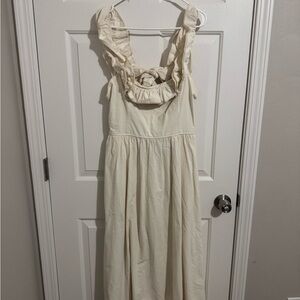 Free People Cream Ruched Sundress